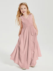 Boho Robes de Demoiselle d'Honneur Longues en Mousseline Rose Poudré