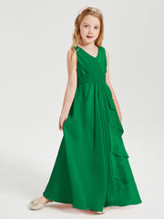 Boho Robes de Demoiselle d'Honneur Longues en Mousseline Emeraude