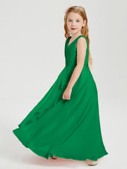 Boho Robes de Demoiselle d'Honneur Longues en Mousseline Emeraude