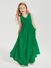 Boho Robes de Demoiselle d'Honneur Longues en Mousseline Emeraude