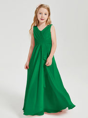 Boho Robes de Demoiselle d'Honneur Longues en Mousseline Emeraude