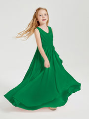 Boho Robes de Demoiselle d'Honneur Longues en Mousseline Emeraude