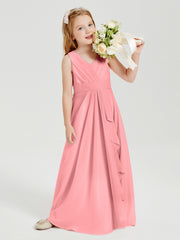 Boho Robes de Demoiselle d'Honneur Longues en Mousseline Flamant