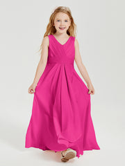 Boho Robes de Demoiselle d'Honneur Longues en Mousseline Fuchsia