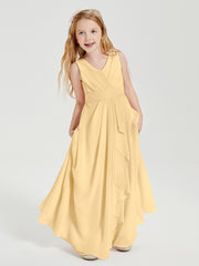 Boho Robes de Demoiselle d'Honneur Longues en Mousseline Or