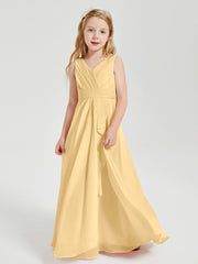 Boho Robes de Demoiselle d'Honneur Longues en Mousseline Or