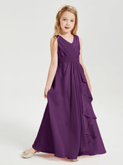 Boho Robes de Demoiselle d'Honneur Longues en Mousseline Raisin
