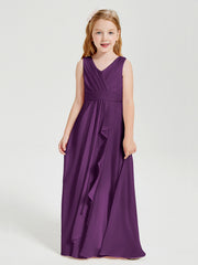 Boho Robes de Demoiselle d'Honneur Longues en Mousseline Raisin