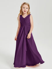 Boho Robes de Demoiselle d'Honneur Longues en Mousseline Raisin