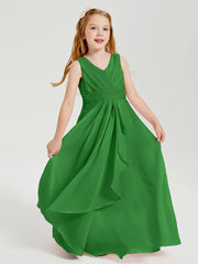 Boho Robes de Demoiselle d'Honneur Longues en Mousseline Vert