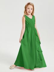 Boho Robes de Demoiselle d'Honneur Longues en Mousseline Vert