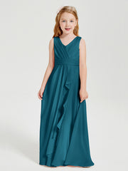 Boho Robes de Demoiselle d'Honneur Longues en Mousseline Bleu Encre