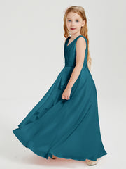 Boho Robes de Demoiselle d'Honneur Longues en Mousseline Bleu Encre