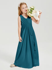 Boho Robes de Demoiselle d'Honneur Longues en Mousseline Bleu Encre
