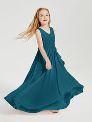 Boho Robes de Demoiselle d'Honneur Longues en Mousseline Bleu Encre