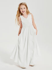 Boho Robes de Demoiselle d'Honneur Longues en Mousseline Ivoire