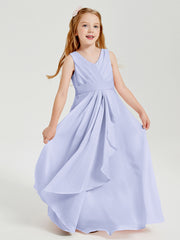 Boho Robes de Demoiselle d'Honneur Longues en Mousseline Lavande
