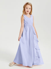 Boho Robes de Demoiselle d'Honneur Longues en Mousseline Lavande
