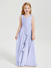 Boho Robes de Demoiselle d'Honneur Longues en Mousseline Lavande
