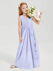 Boho Robes de Demoiselle d'Honneur Longues en Mousseline Lavande