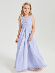 Boho Robes de Demoiselle d'Honneur Longues en Mousseline Lavande