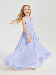 Boho Robes de Demoiselle d'Honneur Longues en Mousseline Lavande