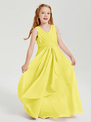 Boho Robes de Demoiselle d'Honneur Longues en Mousseline Citron