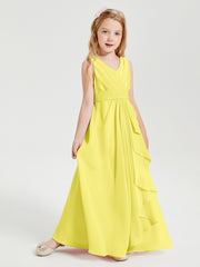 Boho Robes de Demoiselle d'Honneur Longues en Mousseline Citron