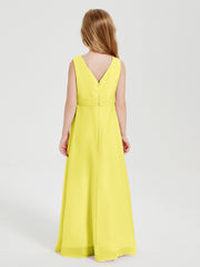 Boho Robes de Demoiselle d'Honneur Longues en Mousseline Citron