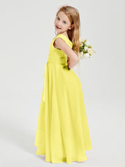 Boho Robes de Demoiselle d'Honneur Longues en Mousseline Citron