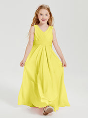 Boho Robes de Demoiselle d'Honneur Longues en Mousseline Citron