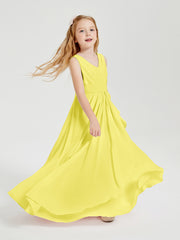 Boho Robes de Demoiselle d'Honneur Longues en Mousseline Citron