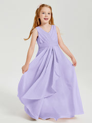 Boho Robes de Demoiselle d'Honneur Longues en Mousseline Lilas