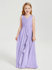 Boho Robes de Demoiselle d'Honneur Longues en Mousseline Lilas