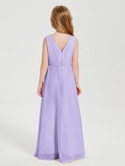 Boho Robes de Demoiselle d'Honneur Longues en Mousseline Lilas