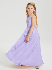 Boho Robes de Demoiselle d'Honneur Longues en Mousseline Lilas