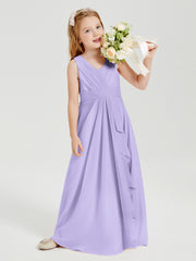 Boho Robes de Demoiselle d'Honneur Longues en Mousseline Lilas