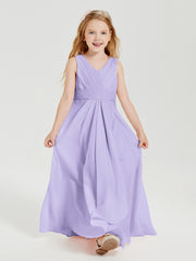 Boho Robes de Demoiselle d'Honneur Longues en Mousseline Lilas