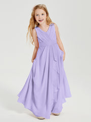 Boho Robes de Demoiselle d'Honneur Longues en Mousseline Lilas