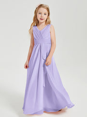 Boho Robes de Demoiselle d'Honneur Longues en Mousseline Lilas