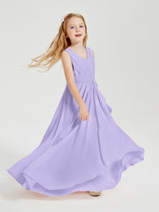 Boho Robes de Demoiselle d'Honneur Longues en Mousseline Lilas