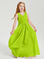 Boho Robes de Demoiselle d'Honneur Longues en Mousseline Vert Citron