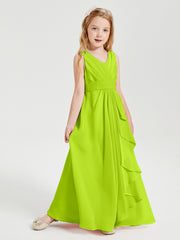 Boho Robes de Demoiselle d'Honneur Longues en Mousseline Vert Citron