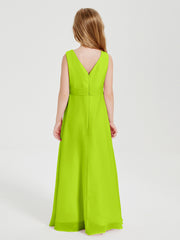 Boho Robes de Demoiselle d'Honneur Longues en Mousseline Vert Citron
