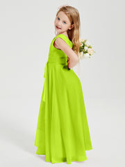 Boho Robes de Demoiselle d'Honneur Longues en Mousseline Vert Citron