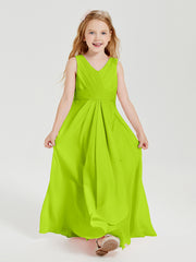 Boho Robes de Demoiselle d'Honneur Longues en Mousseline Vert Citron