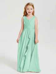 Boho Robes de Demoiselle d'Honneur Longues en Mousseline Vert Menthe