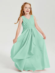 Boho Robes de Demoiselle d'Honneur Longues en Mousseline Vert Menthe
