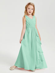 Boho Robes de Demoiselle d'Honneur Longues en Mousseline Vert Menthe