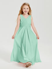 Boho Robes de Demoiselle d'Honneur Longues en Mousseline Vert Menthe